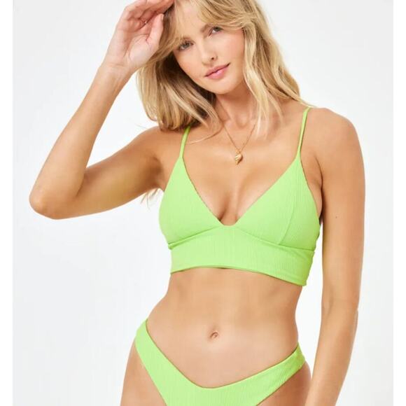 L*Space Winnie Bikini Top Ribbed Green Size Large NEW with tags! - Picture 1 of 8